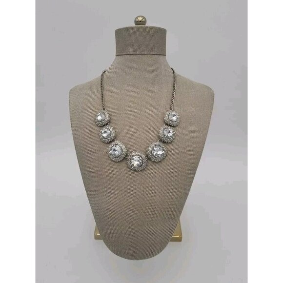 Beautiful Necklace Crystal Large Stone Open Back Crystal Silver Large Chunky - Picture 1 of 9